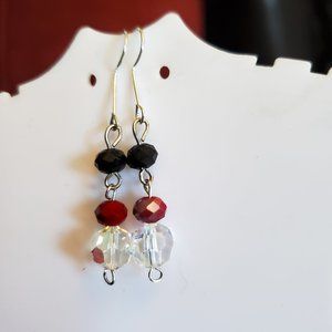 Silver Tone Hook Glass Dangle Earrings Tony Alexander Jewelry Artisan Fashion